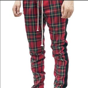 Plaid zipper sweatpants